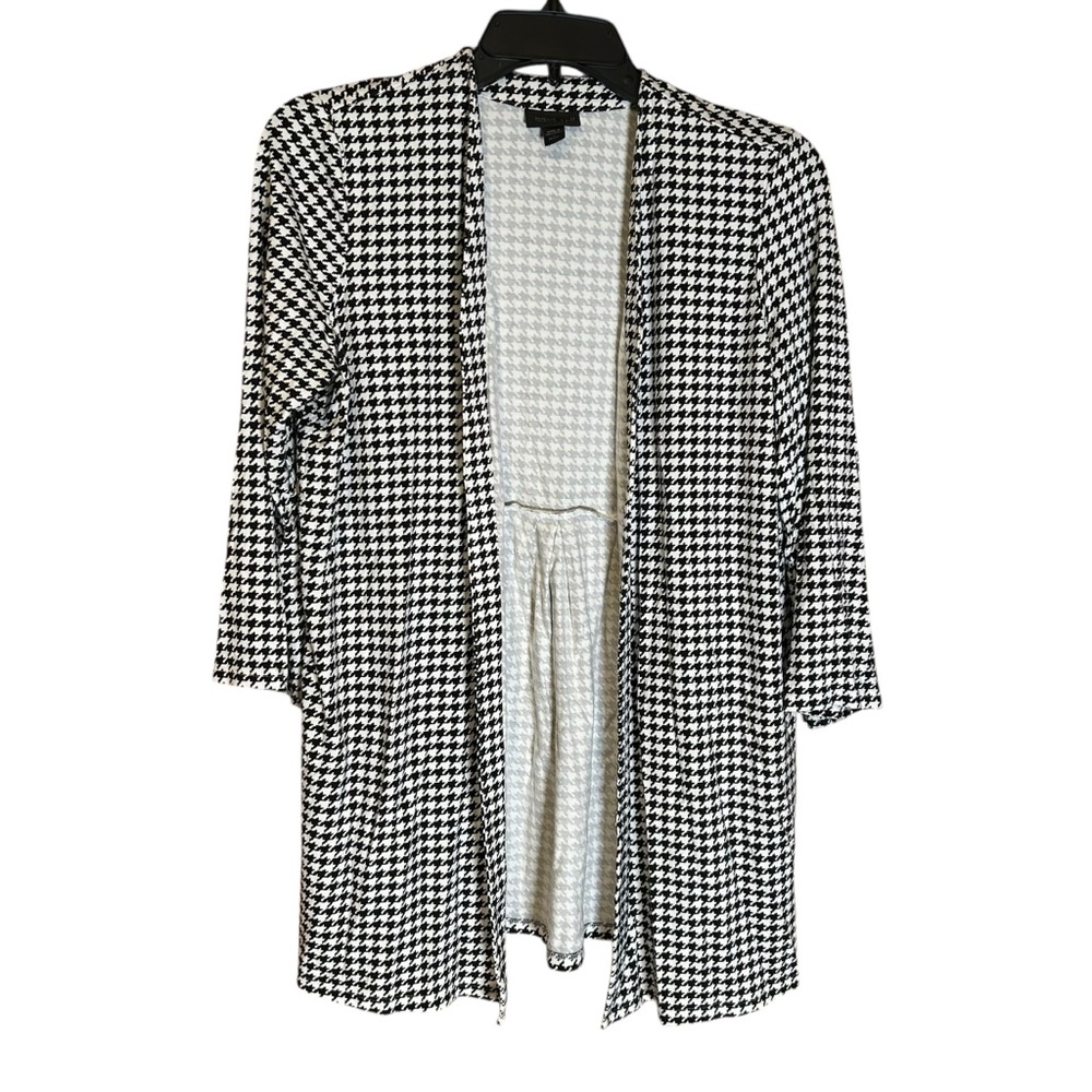 J.Jill Wearever Collection‎ Houndstooth Open Front Cardigan Petite Small Stretch